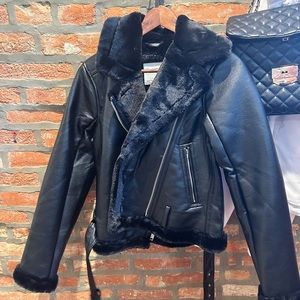 Abercrombie & fitch women’s vegan leather aviator jacket
